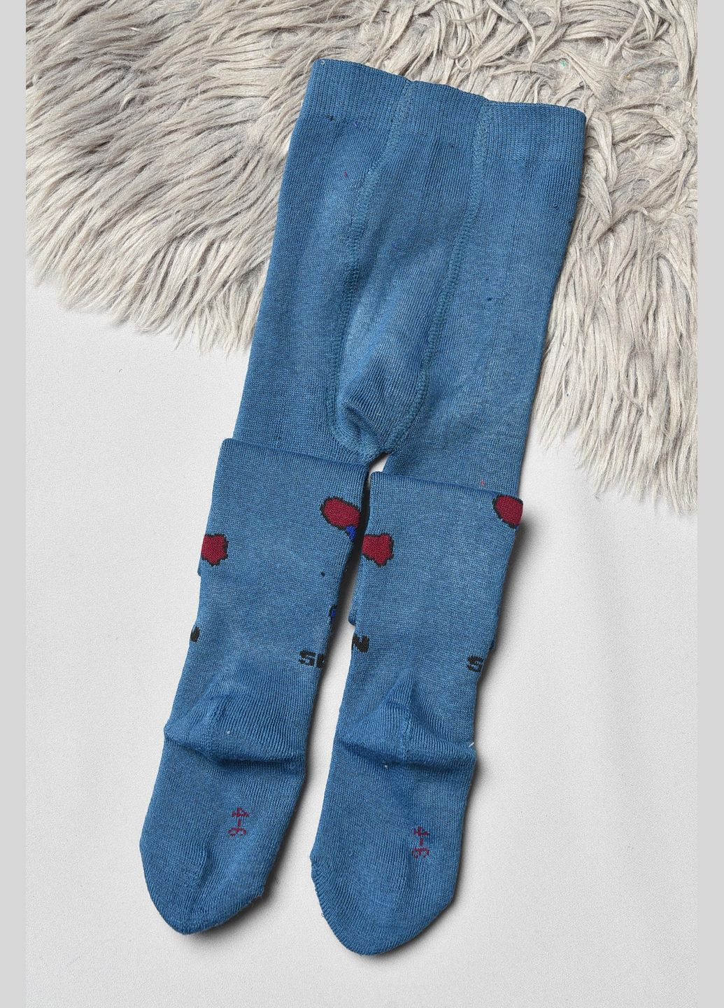 Колготы детские махровые для мальчика синего цвета с рисунком Let's Shop (304121821)