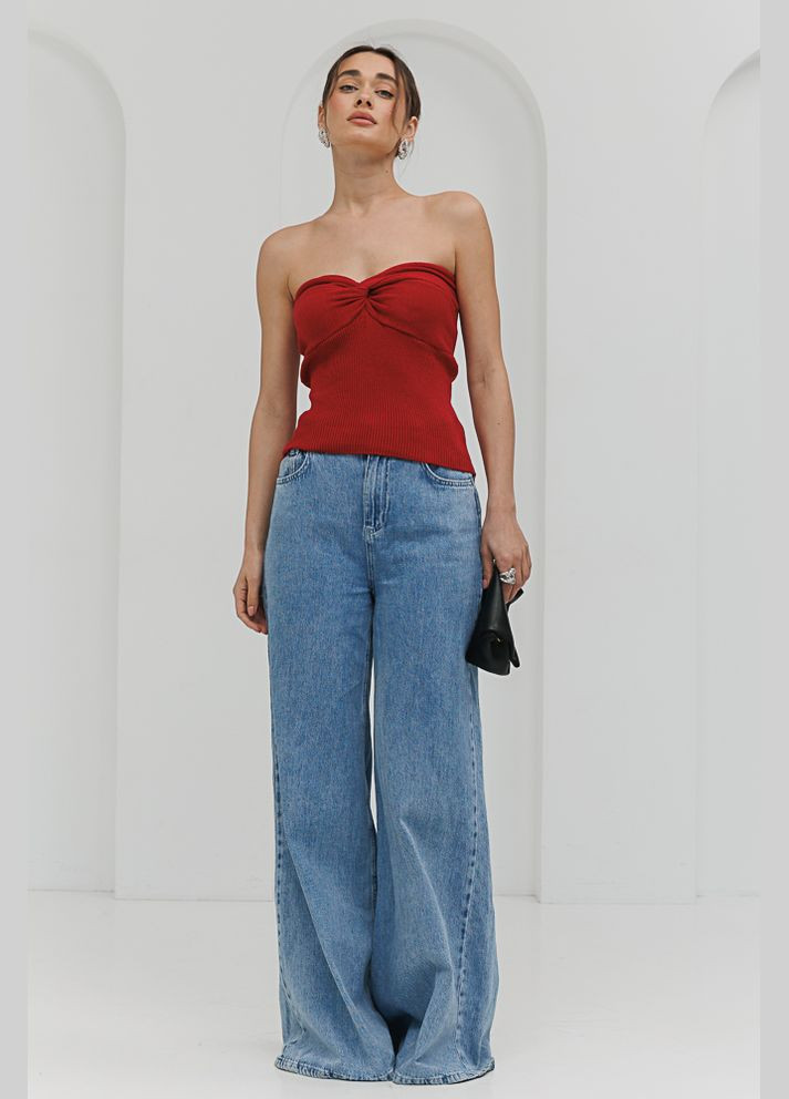 В'язаний топ-тубус із фігурним ліфом чорний Arjen — 294907263