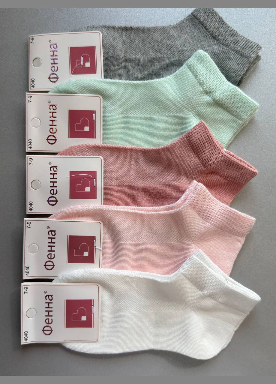 Комбіновані 5 пар короткі літні однотонні шкарпетки на дівчинку, сітка ФЕННА (337310778)