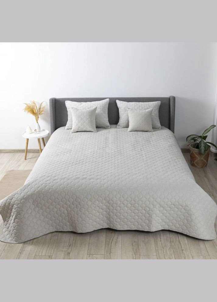 Покрывало двуспальное Velour Ромб круглый 4-00516-22425 180х240 см светло-серое ТЕП (364109271)