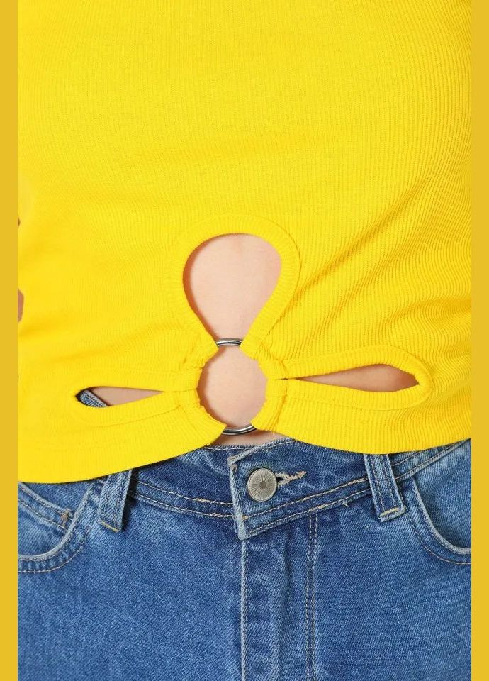 Женская футболка рубчик с желтым цветком. You Best - (302653628)