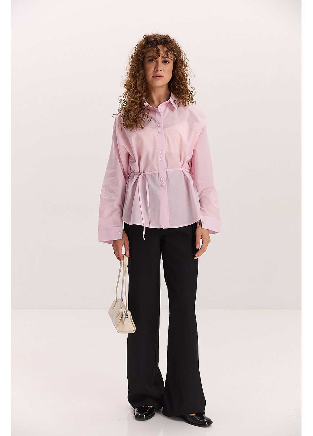 Жіноча сорочка oversize зі шнурком на талії Arjen (354647037)