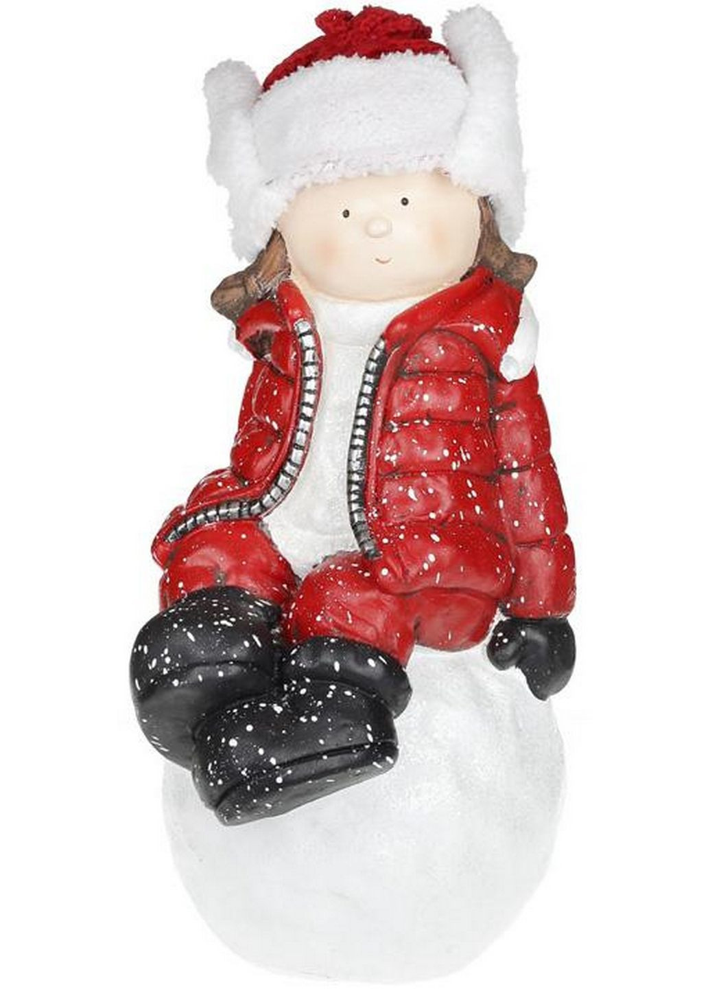 Фигура декоративная "Девочка на снежке" в красном костюме 26,5х21,5х45 см Bona (289463767)