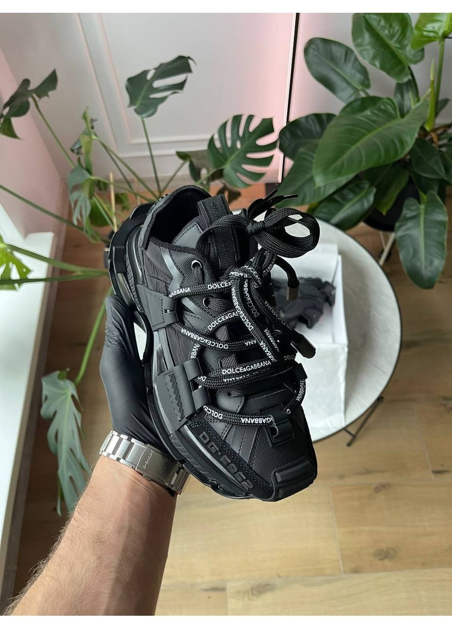 Чорні Осінні кросівки чоловічі і жіночі dolce & gabbana space black | дольче і габбана спейс чорні No Brand