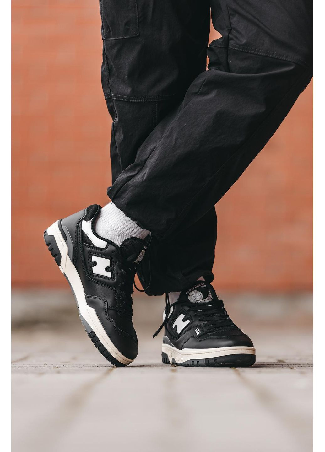 Чорні Осінні кросівки чоловічі new balance 550 black white 2.0 нью беланс 550 No Brand
