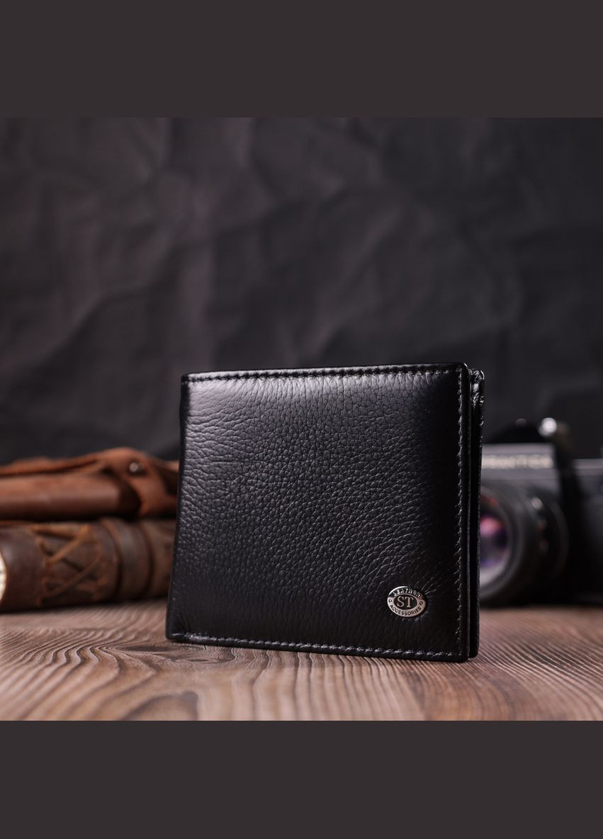 Чоловіче шкіряне портмоне із затискачем чорний 22485 st leather (329197568)