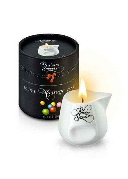 Масажна свічка Bubble Gum (80 мл) подарункова упаковка, керамічна посудина Plaisirs Secrets (291440518)