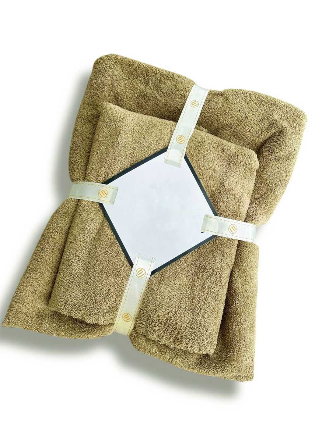 Комплект однотонних рушників 2 шт., мікрофібра Homedec однотонний оливковий