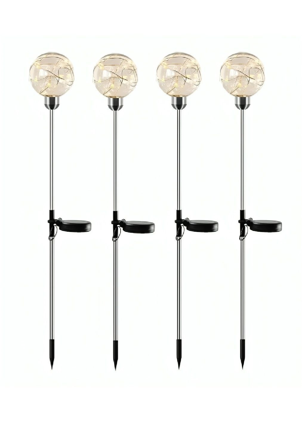 Комплект садовых светильников фонарей шаров на солнечной батарее с теплым белым светом 70 см 20 LED 4 штуки (480701-Prob) Unbranded (340711352)