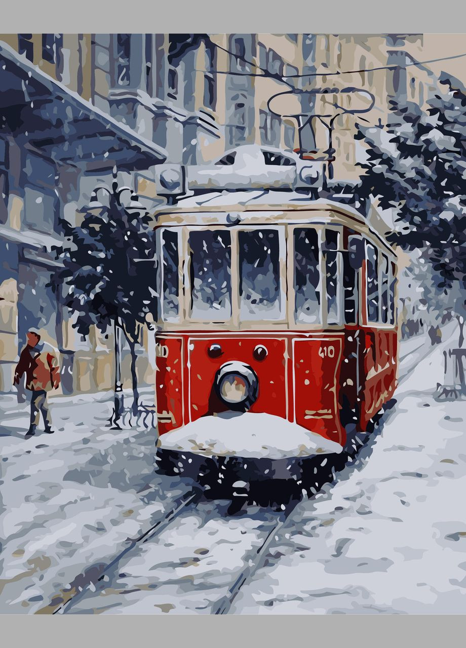 Картина за номерами Старий червоний трамвай LW 3088 40*50 виробництво Україна Origami (322142071)