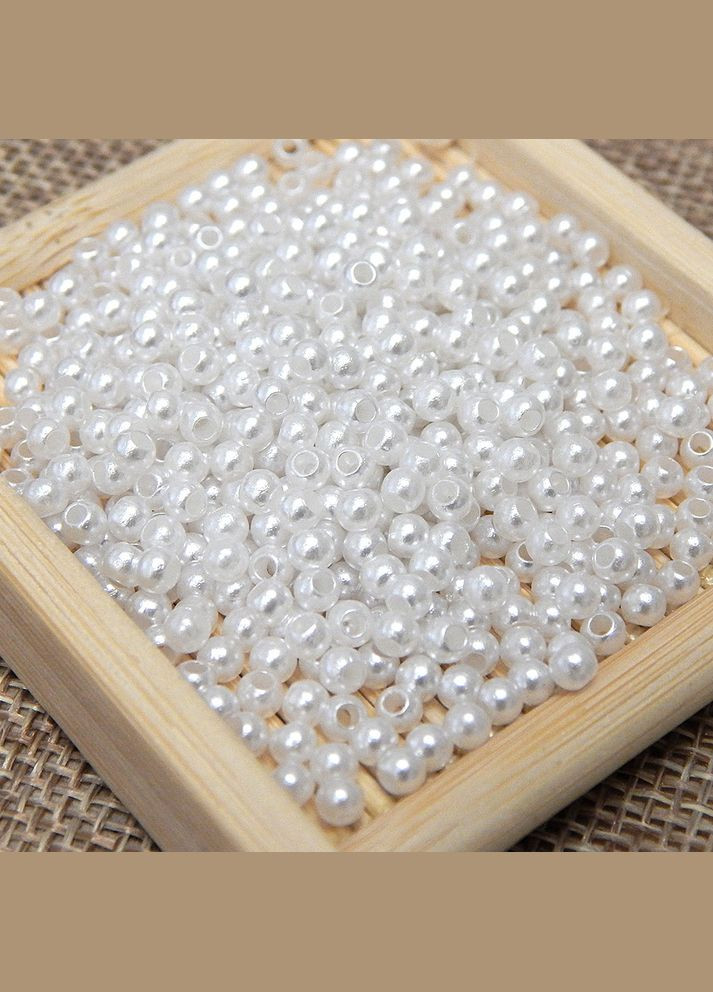 Намистини перламутрові, акрилові, 3 мм, білі, 5 гр No Brand (340484817)