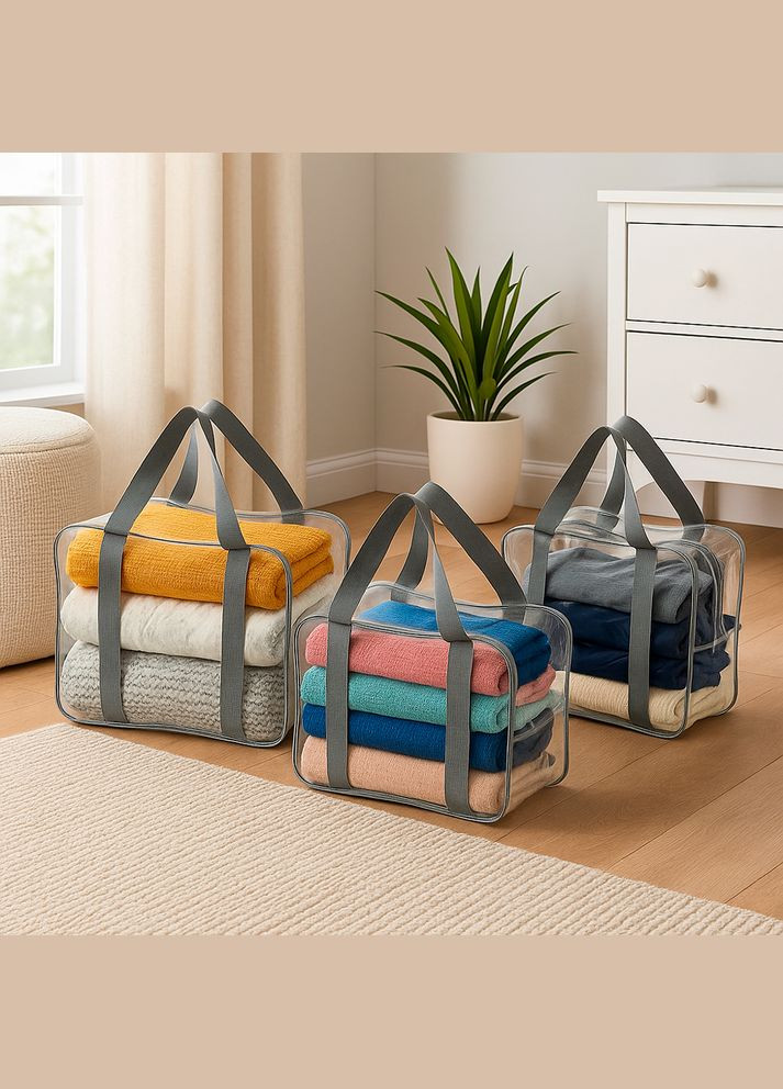 Універсальний набір із 3-х прозорих сумок-органайзерів (M + L + XL) для пологового будинку та зберігання речей LoveYouHome (373293786)