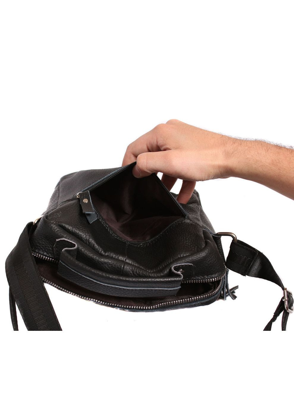 Чоловіча шкіряна сумка 300124 чорна No Brand (370848138)