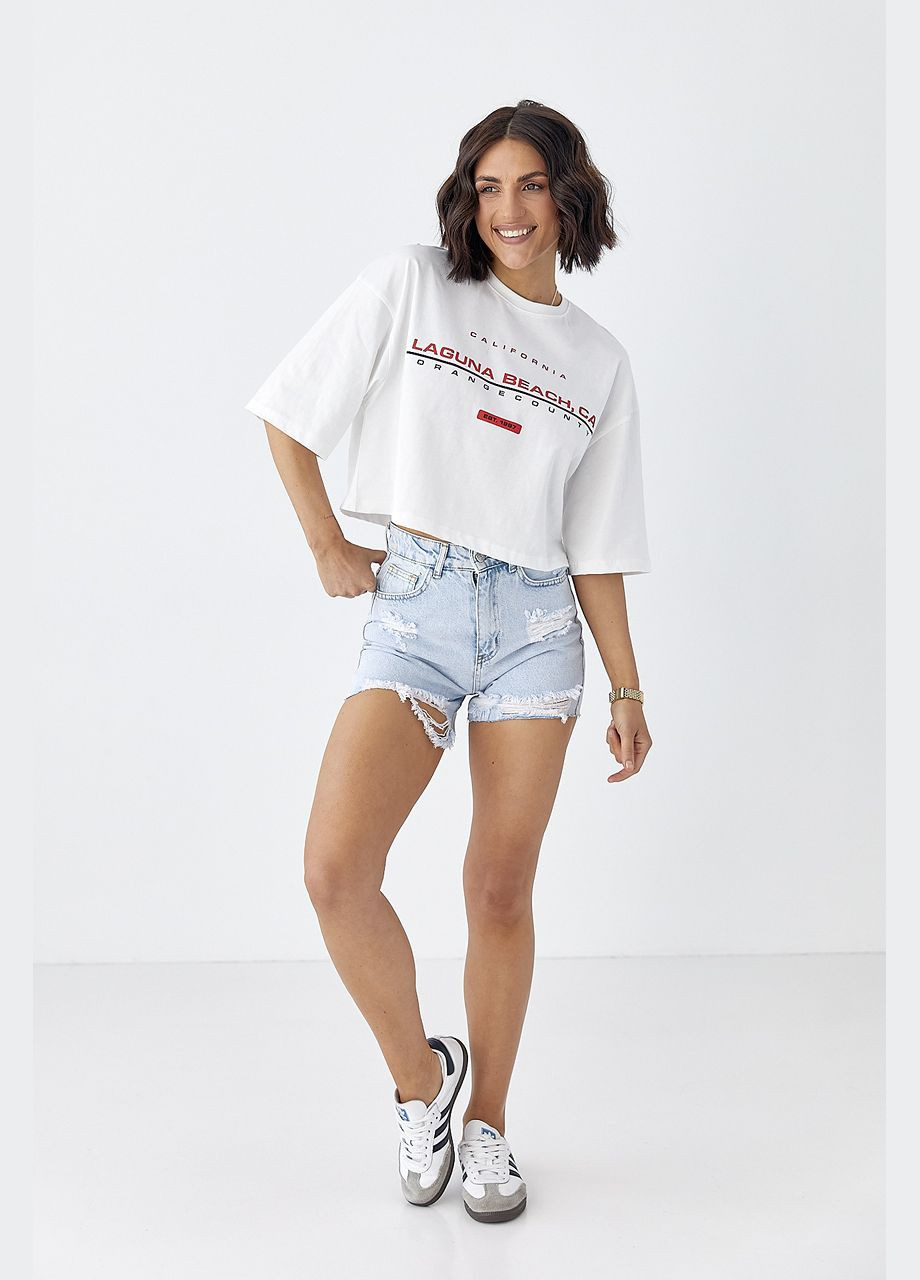 Жіночі джинсові шорти з дірками Lurex (330357631)