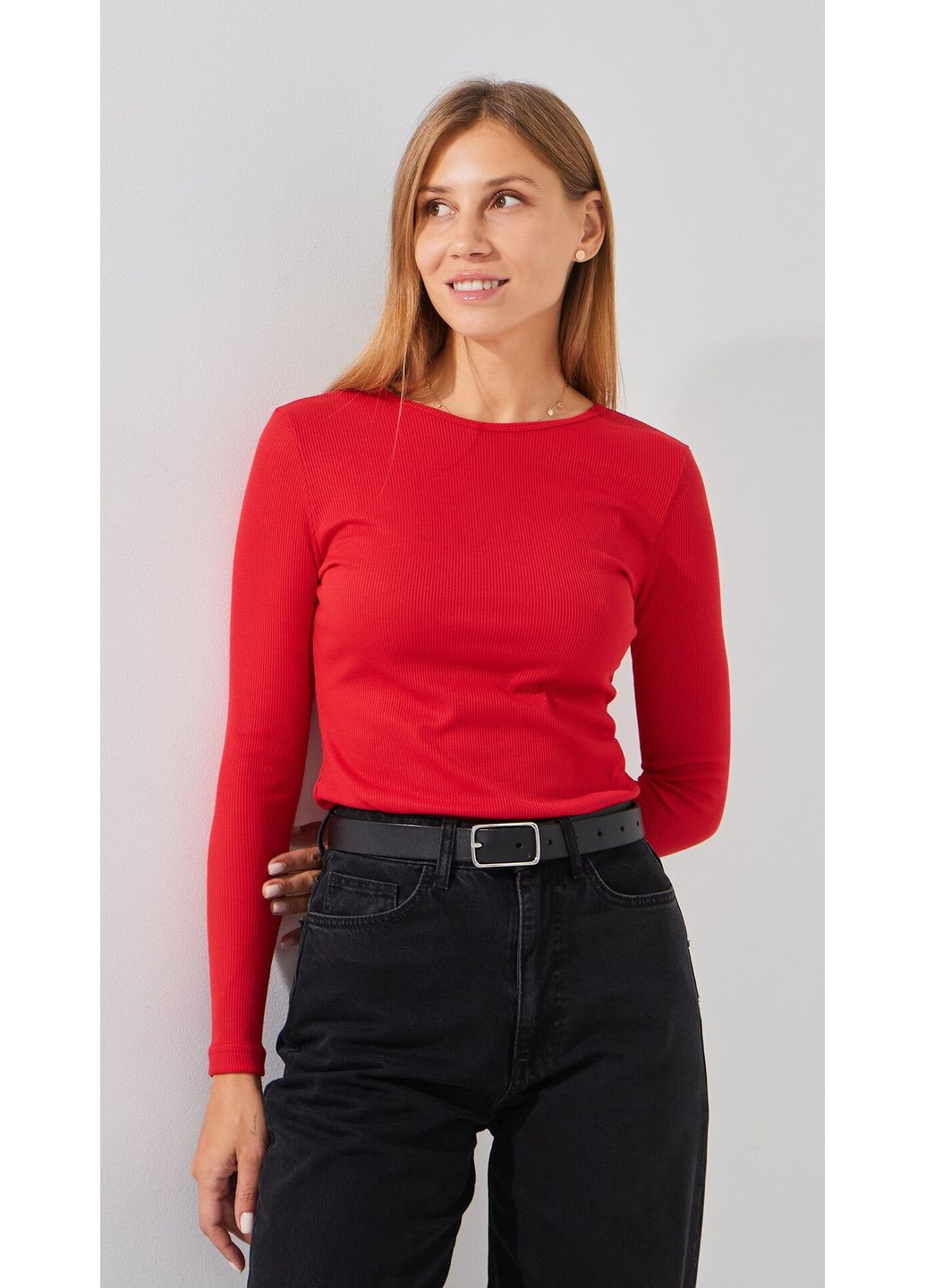 Лонгслив однотонный женский WBC02328 Красный shop (2888000014047) LAWA (360729711)