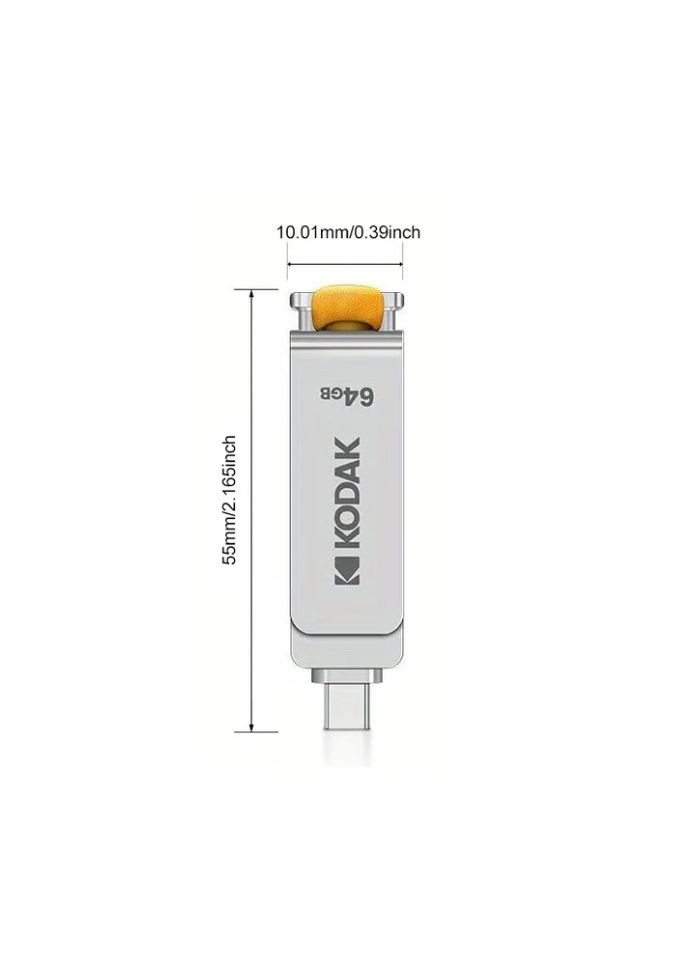 Флешка USB 2в1 64GB TypeC USB 3.1 для телефона и компьютера Silver Kodak (296107809)