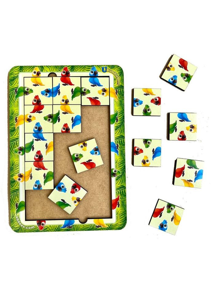 Дерев'яний пазл Папужки Ubumblebees (ПСФ128) PSF128 колір, рахунок та напрямки No Brand (330604435)