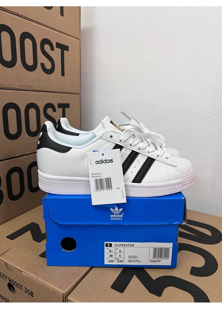 Белые демисезонные кроссовки мужские adidas superstar white адидас суперстар No Brand