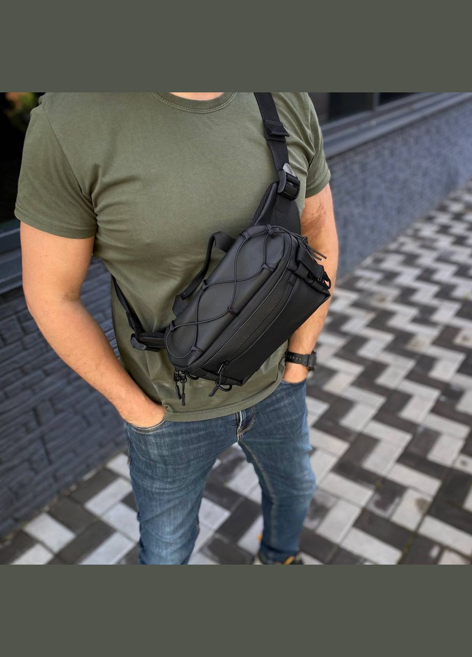 Чоловіча сумка на пояс бананка нагрудна сумка чорна чоловіча через плече TK MK No Brand (304511742)