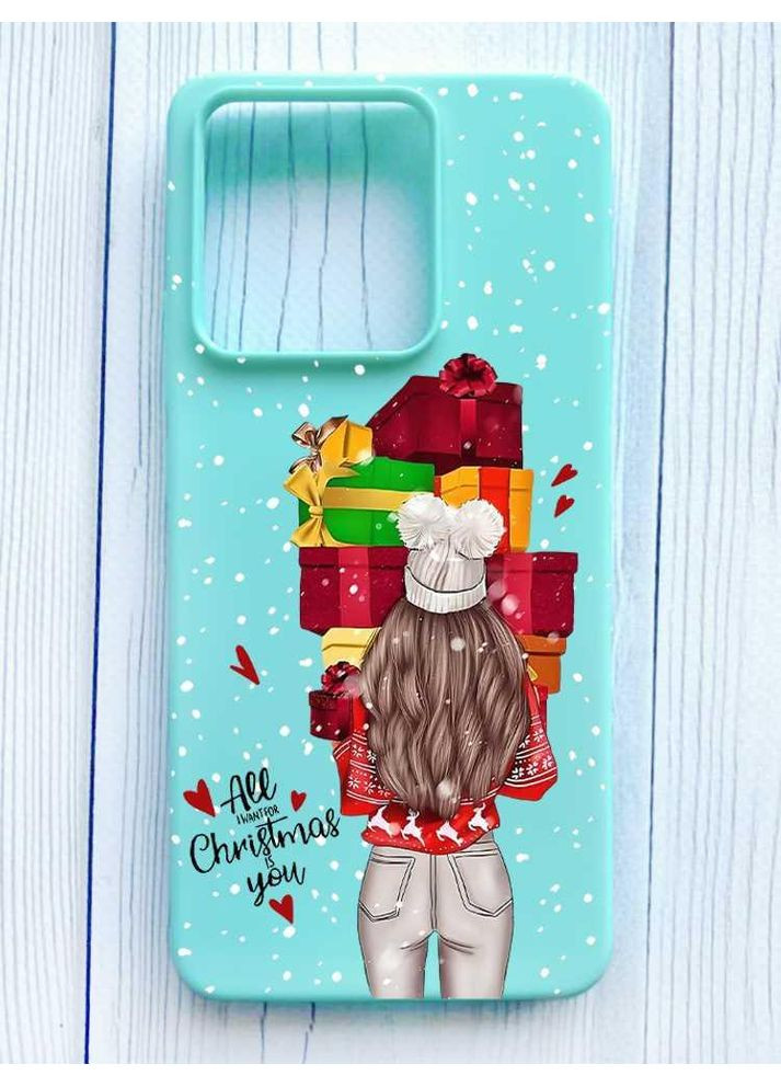 Матовий бірюзовий чохол на Xiaomi Redmi Note 13 Pro 5G Дівчина з подарунками (принт 144) Creative (355407575)