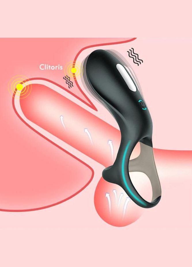 Ерекційне кільце з вібрацією, кліторальним відростком та акумулятором ClitoralRing No Brand (339865015)