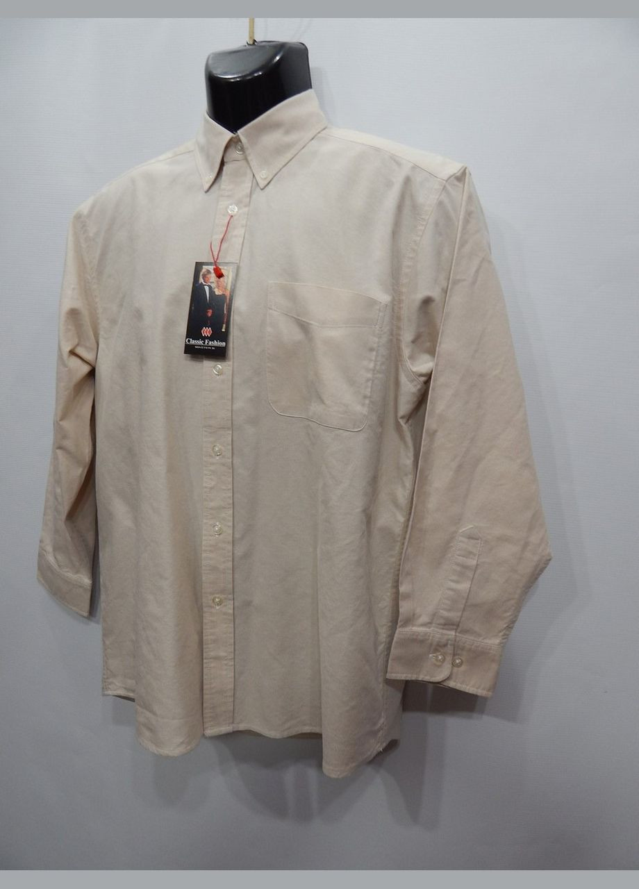 Бежевая классическая рубашка однотонная No Brand