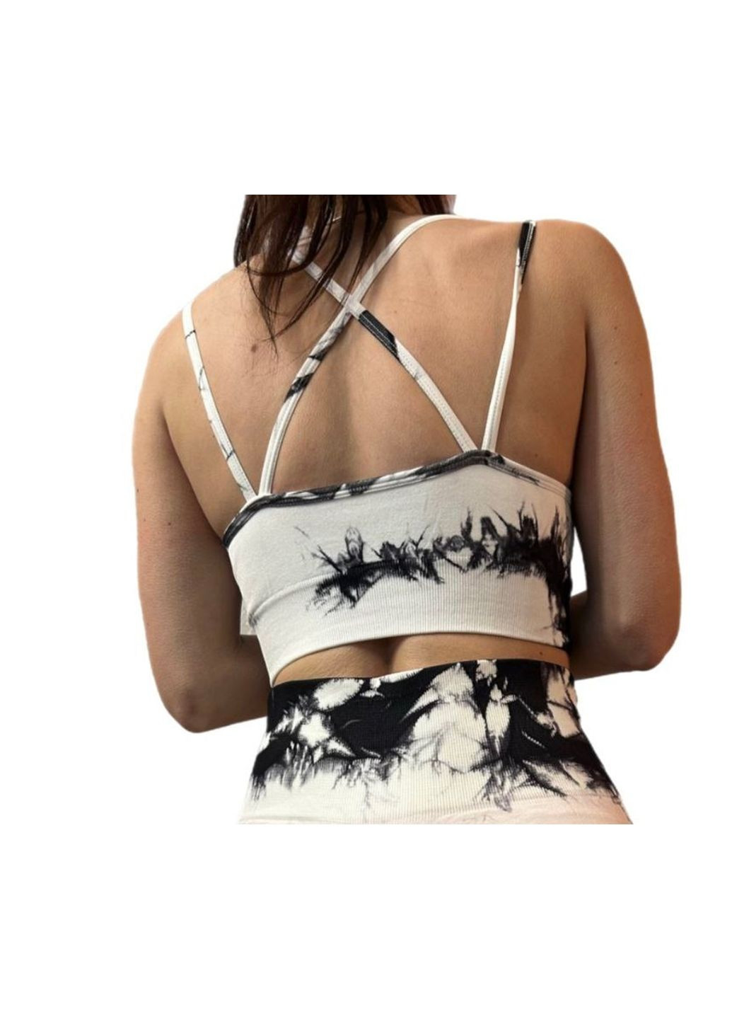 Топ женский спортивный на бретелях 18845 M белый мрамор Fashion (338812113)