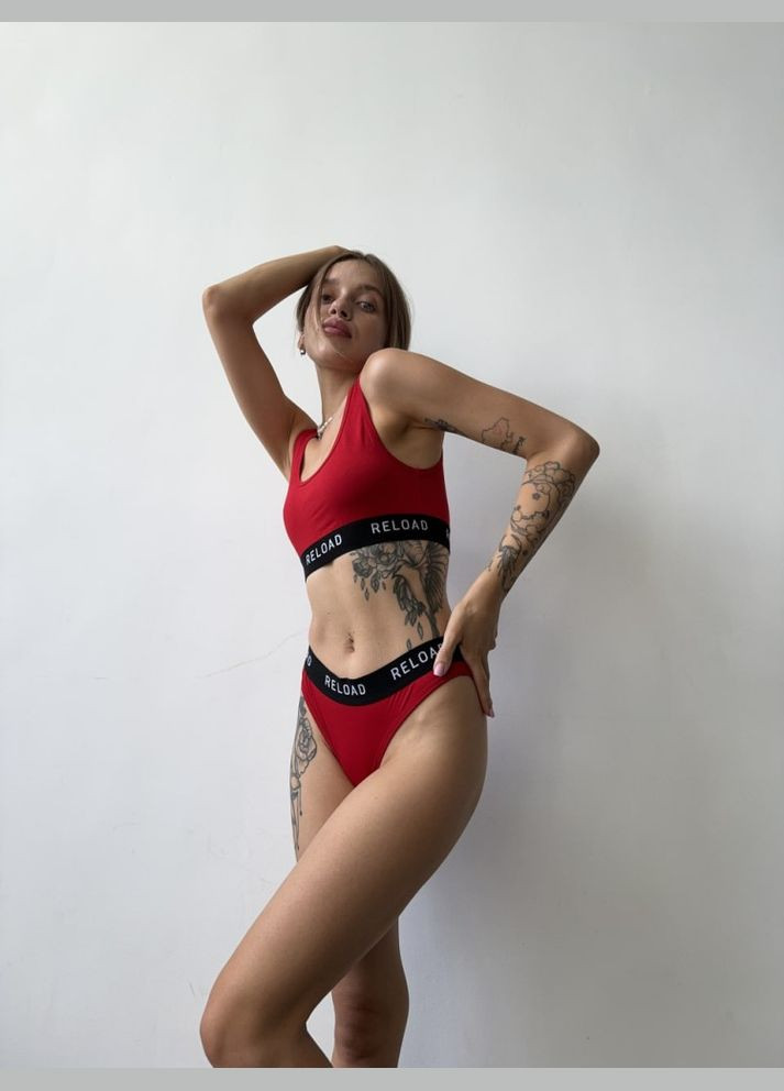 Червоний комплект жіночої білизни (топ+труси), червоний Reload