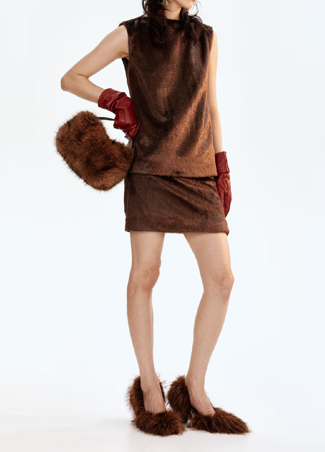 Темно-коричневая праздничный однотонная юбка H&M