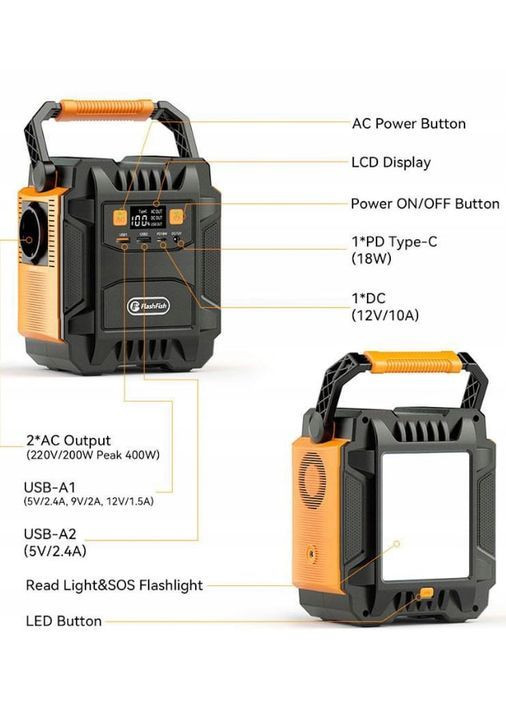 Портативна зарядна станція A201 200 Вт 172,8 Wh Power Bank USB AC DC Flashfish А201 (371907482)