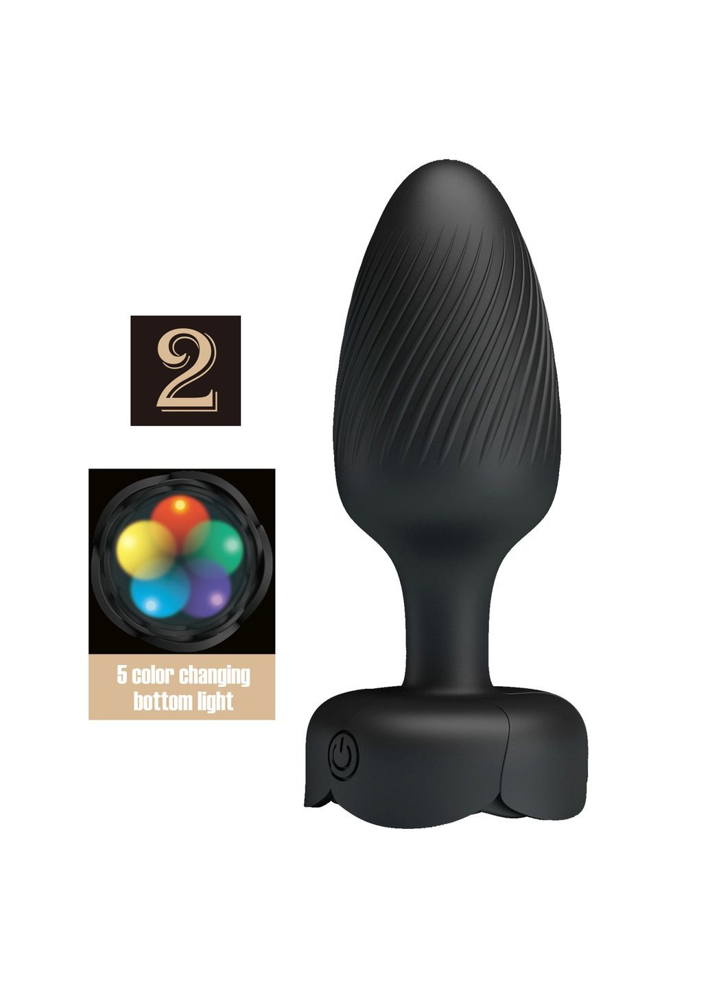 Анальний вібратор Varian з мерехтливим підсвічуванням, чорний, 10.8 х 3.8 см Pretty Love (361669981)