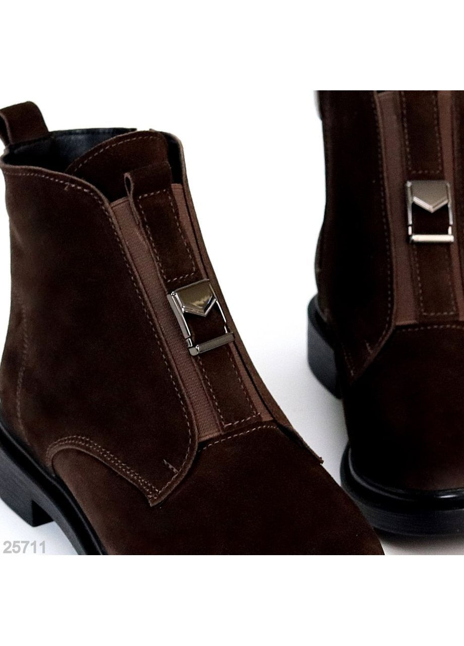 Черевики зимові Seline, натуральна замша, шоколадні, на блискавці No Brand (365553026)