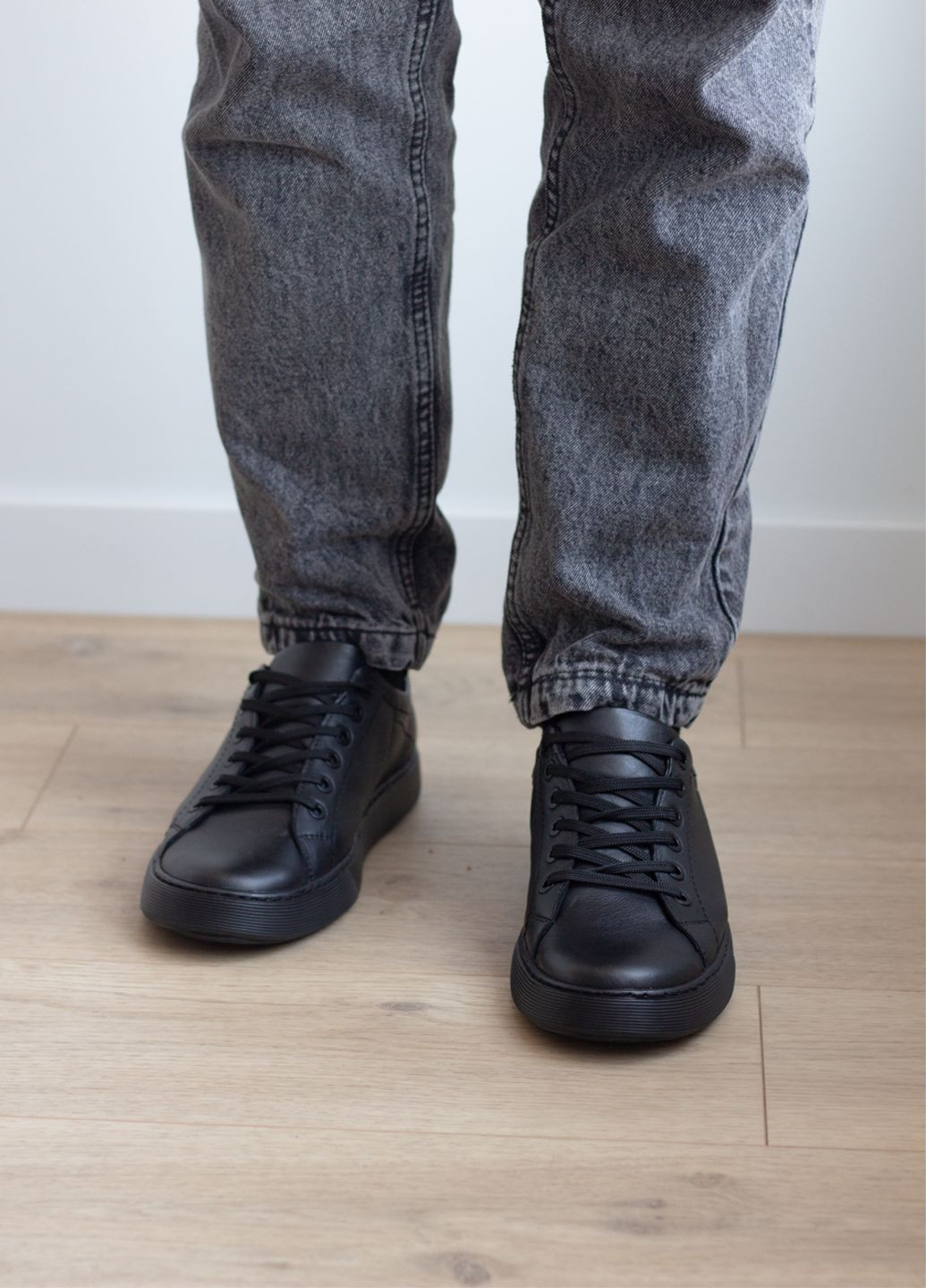 Черные кеды мужские черные из натуральной кожи Zlett 5316