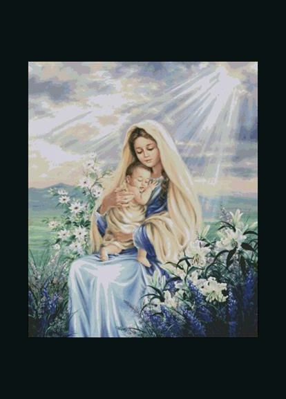 Набор для вышивки крестиком. Размер: 64*76 см. Дева с ребенком Лоскуток (315356443)