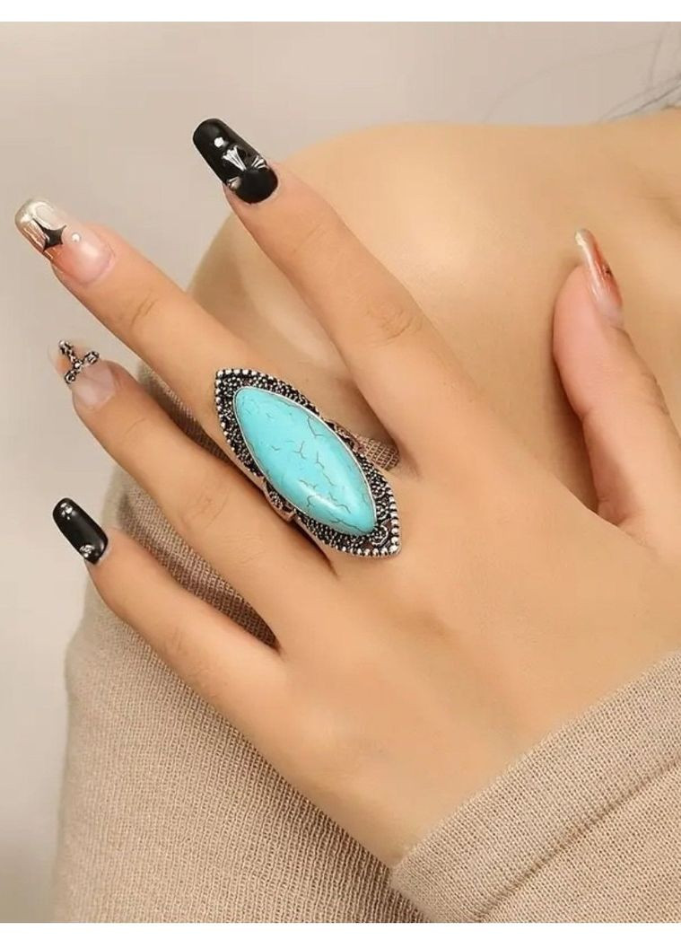 Великий масивний перстень з бірюзою, говлітом, 18,5-19, 2398 No Brand (349731966)