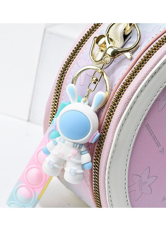 Дитяча сумочка для дівчинки кругла з брелоком різнокольорова біла No Brand (351537011)