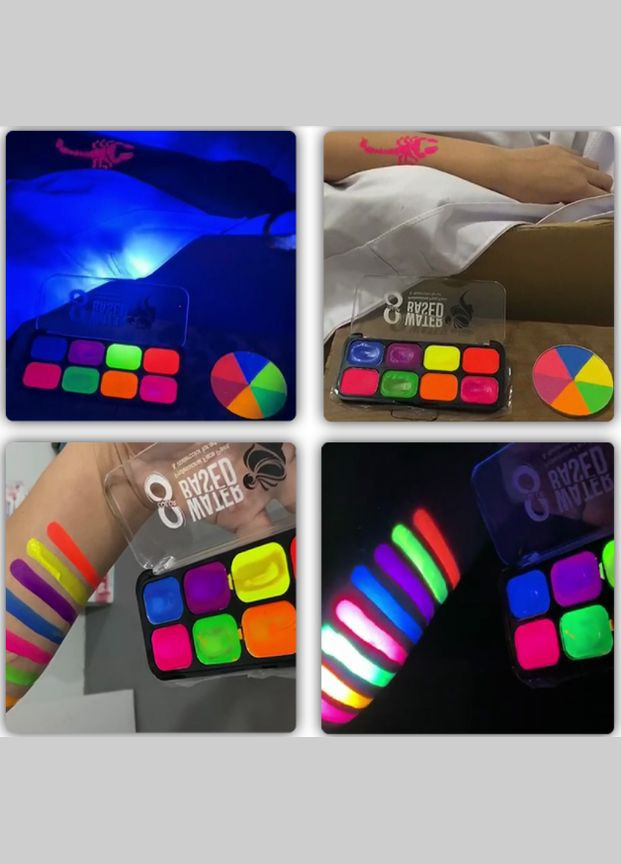 Аквагрим неоновый 8 цветов палитра Papa Kiss (302241686)