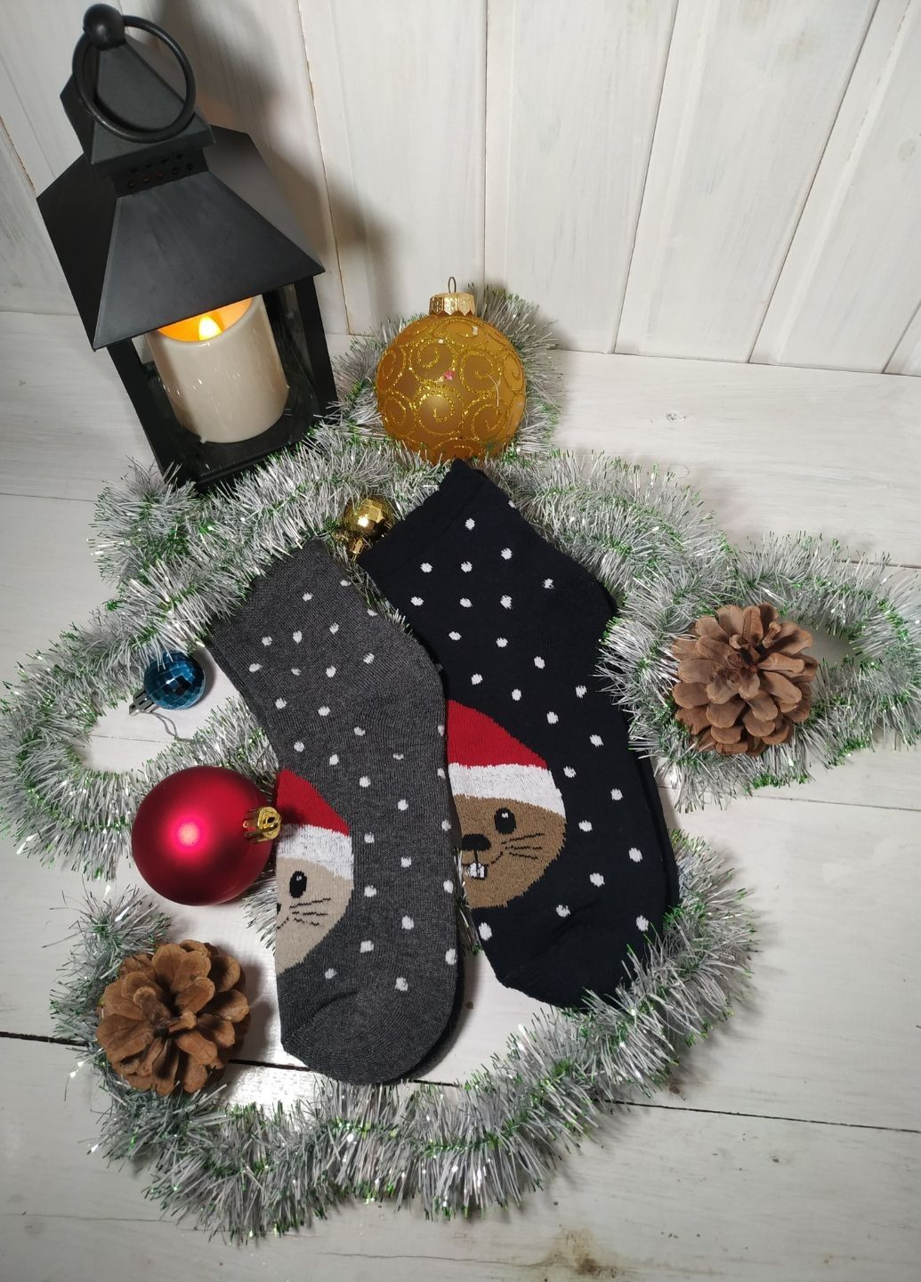 Сірі набір жіночих шкарпеток новорічний друг №1 ароматизовані (427) Macarena новорічні (302947908)