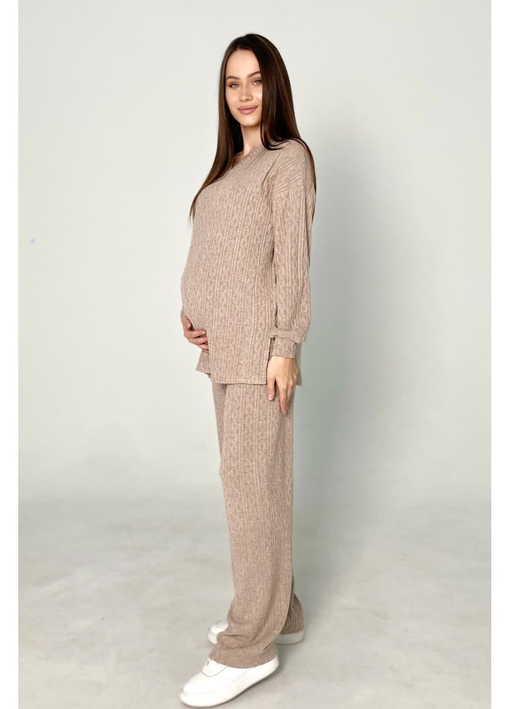 Трикотажный костюм для беременных и кормящих бежевый Dianora (361220045)