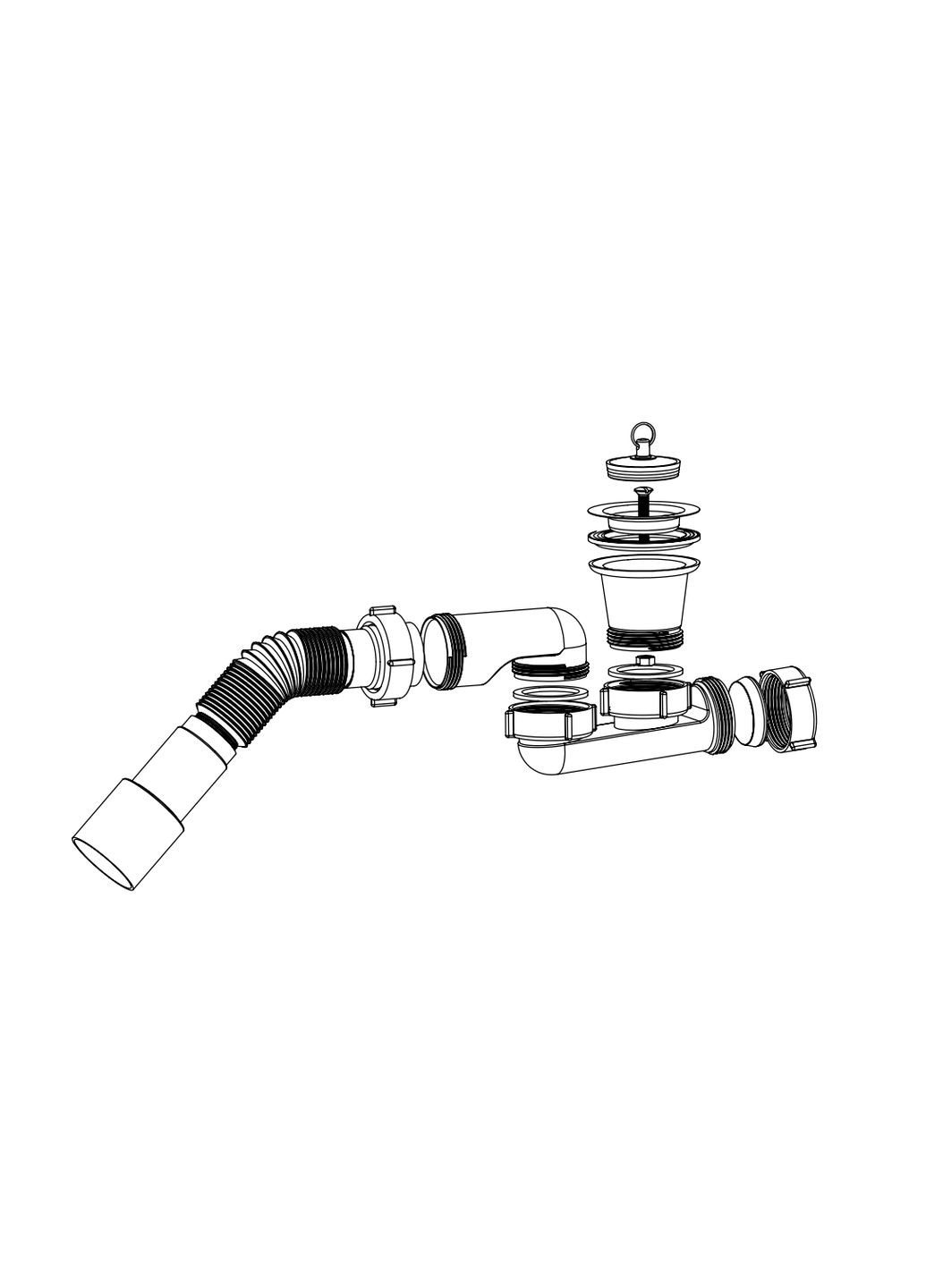 Сифон для душового піддона Д01110, з нержавіючою сіткою, гнучким відводом та ревізією SoloPlast (340285935)