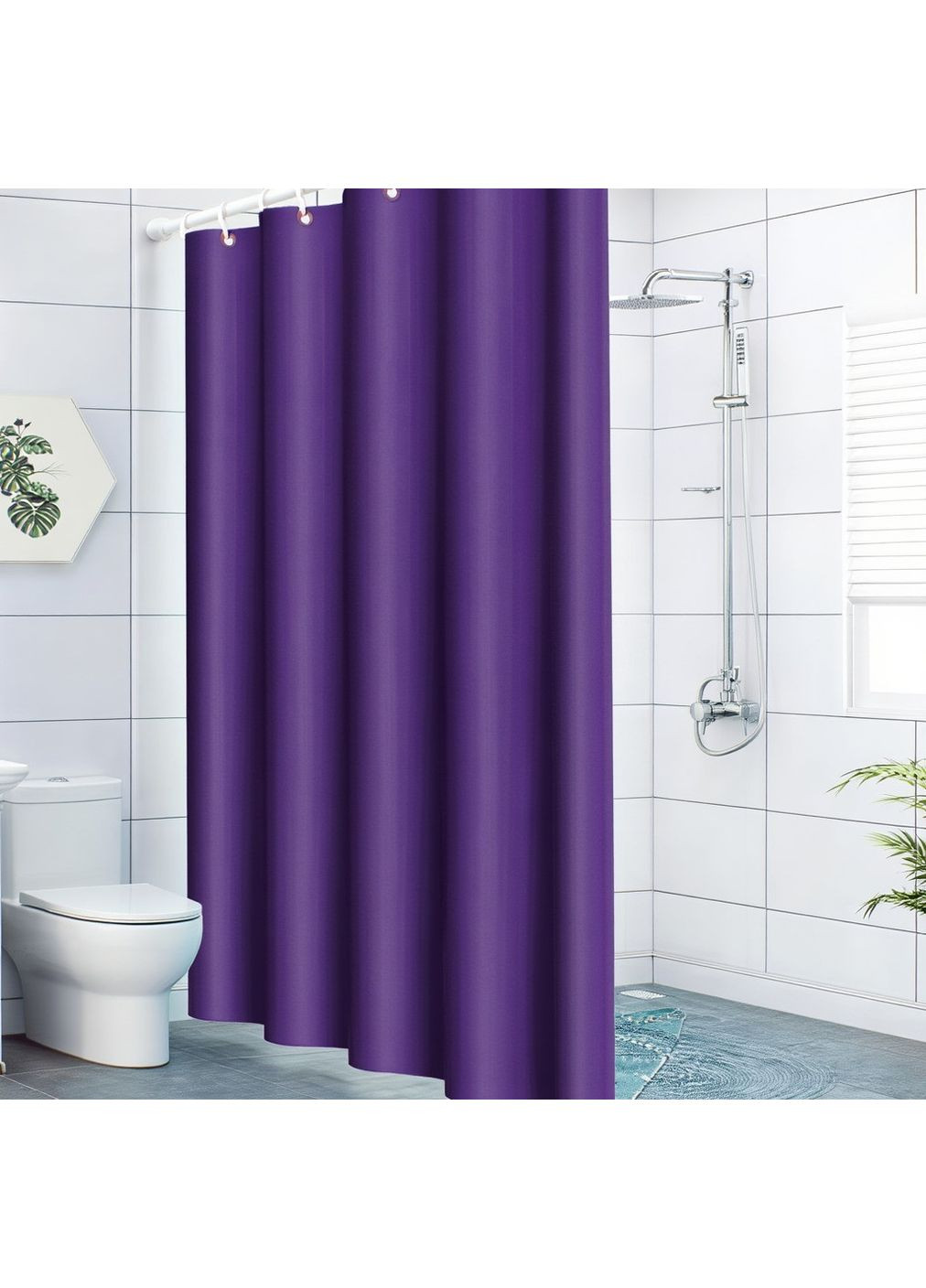 Шторка для ванной и душа с кольцами 180x180 см водостойкая, шторка для ванной с крючками, PEVA, однотонный No Brand (368148074)