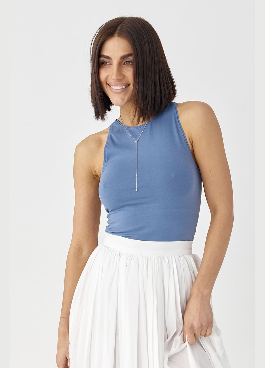 Базовая майка приталенного кроя - пудра цвет Lurex — 324392831