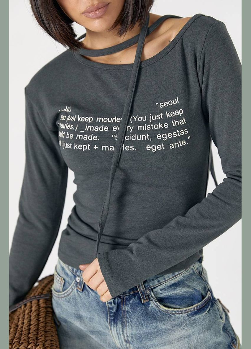 Трикотажний лонгслів на зав'язках із асиметричною горловиною Lurex (327218275)