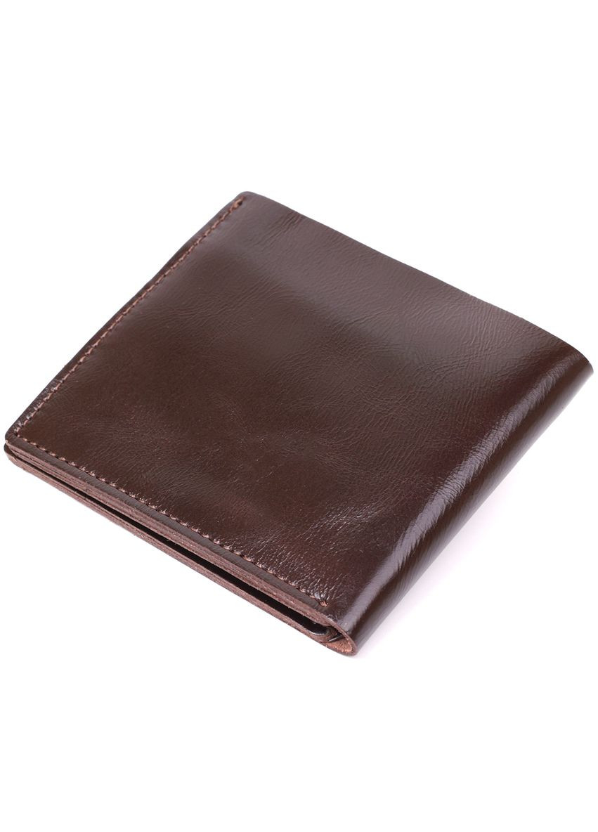 Кожаное мужское портмоне с хлястиком и монетницей коричневое (sku_16443) No Brand (327819401)