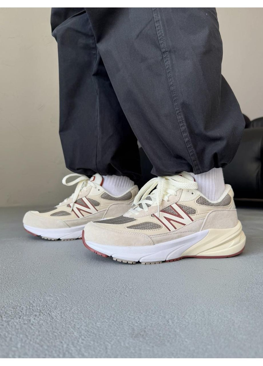Бежевые демисезонные кроссовки мужские new balance new balane 990v6 x loro piana beige bordo нью беланс 9060 No Brand