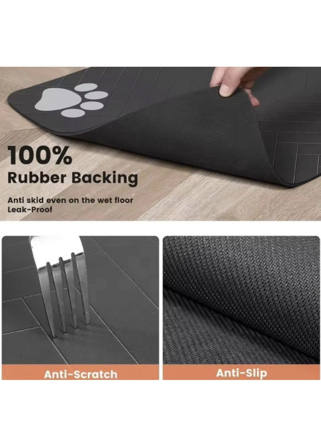 Коврик под миски для еды кошек собак домашних животных влагостойкий 1 шт M Silver NPK (362207058)