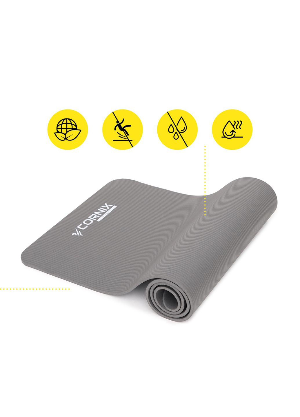 Коврик спортивный NBR 183 x 61 x 1 cм для йоги и фитнеса Grey Cornix XR-0012 (275334126)