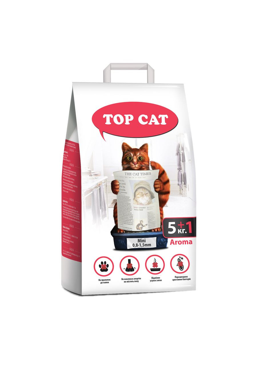 Наполнитель для кошачьего туалета MINI бентонитовый с ароматом лаванды 0.8-1.5 мм 5+1 кг Top Cat (267818535)