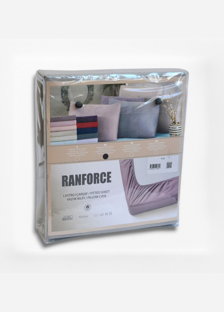 Простирадло 160х200см на гумці з наволочкою (ранфорс), світло-сіре First Choice (318381150)