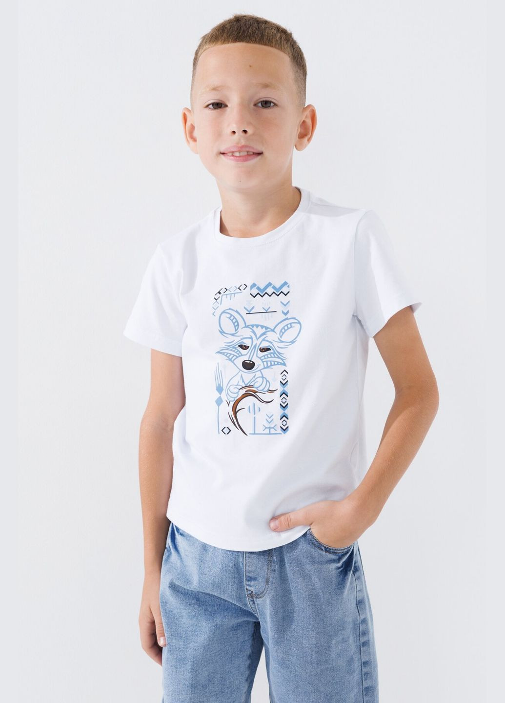 Белая летняя футболка патриотическая детская s-p-kb02302-fl 116 см белый (2000990627209s) shop (2000990627209) Demos